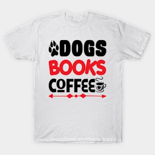 Dogs Books Coffee Cute Reader Bookworm Gifts 2024 T-Shirt